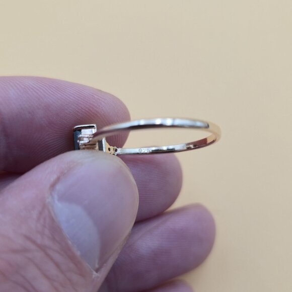 Size 9.75 Gold Over Sterling Silver Labradorite And Topaz Ring A5304 - Picture 6 of 9